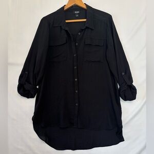 a.n.a Black Semi-Sheer Utility Shirt Size Large